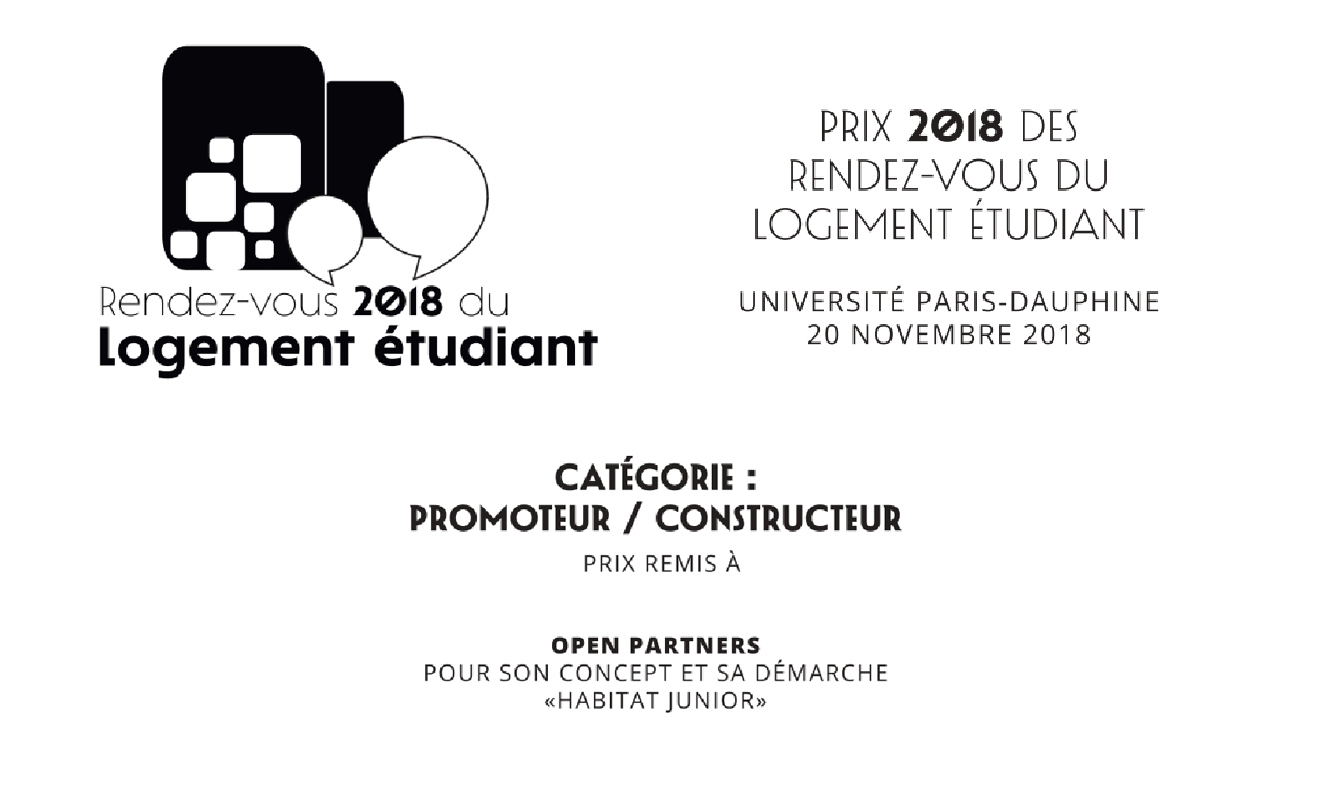 Prix 2018 des Rendez-Vous du logement Étudiant - Catégorie "promoteur-constructeur